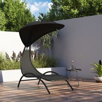 Ediva Steel Sun Lounger With Black Fabric Canopy
