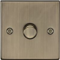 KnightsBridge 1G 2-way 10-200W (5-150W LED) Intelligent Raised Square Edge Dimmer - Antique Brass