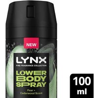 Lynx Pear & Cedarwood Lower Body Spray - 72H Freshness, Alcohol-Free, 100ml (Pack of 3 or 6) - Deodorant for All Skin Types | Wowcher