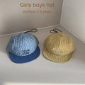 Kids Soft Brim Baseball Cap 49-53cm 2-8 Years Fashion Plaid Embroidery Sun Hat Boys Girls Baby Parent-child Adjustable Casquette
