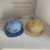 Kids Soft Brim Baseball Cap 49-53cm 2-8 Years Fashion Plaid Embroidery Sun Hat Boys Girls Baby Parent-child Adjustable Casquette