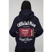 Navy Relaxed Fit Match Box Graphic Printed Hoodie, Navy