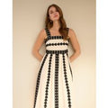 Luxe Embroidery Detail Strappy Dress - 10 / IVORY
