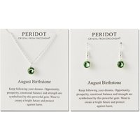 August (Peridot) Birthstone Necklace & Drop Earrings Set Created with Zircondia® Crystals