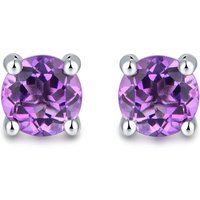 Sylvia 1.0ct Genuine Natural Amethyst Sterling Silver Round Studs Earrings 5mm
