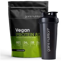 Vegan Protein 80 | 1KG Pouch | + 600ml Shaker Black