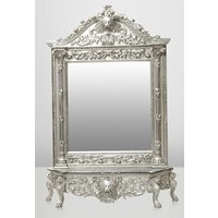 Casa Padrino Luxus Barock Spiegelkonsole Silber Lion - Luxus Wohnzimmer MÃ¶bel Konsole mit Spiegel LÃ¶wenkopf