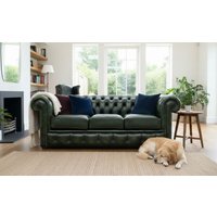 Chesterfield Sofa Handmade 3 Seater Antique Green Real Leather