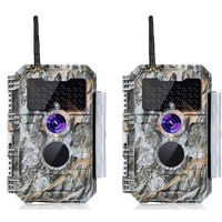 2-tlg. Wildkamera Wlan Fotofalle Jagdkamera Wildtierkamera 64MP 1296P 0,1s Schnelle Trigger Geschwindigkeit Nachtsicht Bewegungsmelder 110°PIR IP66 Wasserdichter | W600 Grau