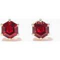 1CT Hexagon Cut Ruby Stud Earrings Yellow Gold Solitaire Wedding Earrings