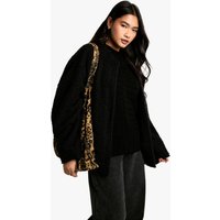 Jersey De Punto Y Canalé Con Cuello De Caja, Negro
