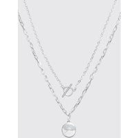 Pendant Multi Layer Chain Necklace, Gris