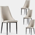 Set 4 sedie imbottite beige con gamba nera Agnes