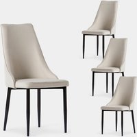 Set 4 sedie imbottite beige con gamba nera Agnes