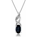 Classic Oval Sapphire & Diamond Pendant in 9ct White Gold