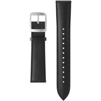 leather curved wristband, black, silver buckle 20mm