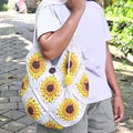 Crochet Sunflower Shoulder Tote Bag