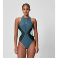 Maillot de bain Femme Ocean Flex zippé bleu sarcelle
