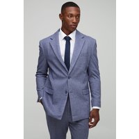 Straight Fit Herringbone Suit Jacket, Navy