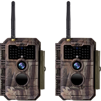2-tlg. Wildkamera Wlan Fotofalle Jagdkamera Wildtierkamera 64MP 1296P 0,1s Schnelle Trigger Geschwindigkeit Nachtsicht Bewegungsmelder 110°PIR IP66 Wasserdichter | W600 Rot