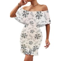 Women's 2025 Spring/Summer New Customized Casual Loose Swinging Collar Shoulder Printed Flower Strap Dress