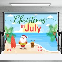 Summer Sandy Beach Trees Christmas In July Backdrop - Aperturee