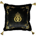 Harald GlÃ¶Ã¶ckler Luxus Deko Barock Kissen PompÃ¶Ã¶s by Casa Padrino Schwarz / Gold Krone Deluxe mit Strass Steinen und Troddeln- GlÃ¶Ã¶ckler Kissen AAA
