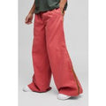 Pantalón De Sarga Aterciopelado Con Cintura Elástica Y Bordado, Naranja