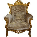 Casa Padrino Barock Sessel "Al Capone" Mod2 Braun-Creme Muster/Gold - MÃ¶bel Antik Stil - Limited Edition