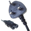 Connekt Gear Black 5A UK Mains Plug Top to IEC C7 Figure of 8 TV Power Cord Cable - 2 Meter