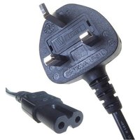 Connekt Gear Black 5A UK Mains Plug Top to IEC C7 Figure of 8 TV Power Cord Cable - 2 Meter