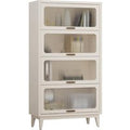 60'H Solid Wood Bookcase,4 Tier Tall Black Book case with Doors, Display Cabinet Storage Shelves for Collectibles,, Customized