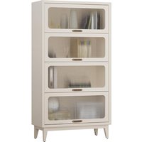 60'H Solid Wood Bookcase,4 Tier Tall Black Book case with Doors, Display Cabinet Storage Shelves for Collectibles,, Customized