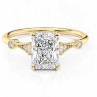 Sterling Silver with Yellow Gold Plated Moissanite Ring