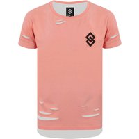 T-Shirts St Alpha Layered Longline T-Shirt with Rips in Rose Tan - Saint & Sinner / S - Tokyo Laundry