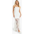 Vestido Maxi De Encaje Estructurado Premium, Blanco