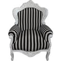 Casa Padrino Barock Sessel King weiÃ mit schwarz-weiÃen Streifen 85 x 85 x H. 120 cm