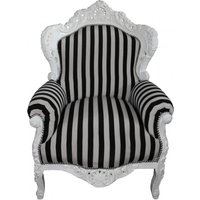 Casa Padrino Barock Sessel King weiÃ mit schwarz-weiÃen Streifen 85 x 85 x H. 120 cm