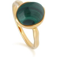 Irregular B Gem Malachite Ring in Yellow Gold Plated Silver
