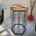 Cetrus Walnut Wooden Top Side Table with Black Metal Frame