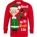 Jumpers Men’s Hands Up Motif Novelty Knitted Christmas Jumper in George Red - Merry Christmas / M - Tokyo Laundry