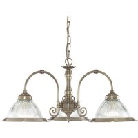 Searchlight 9343-3 American Diner 3 Light Ceiling Pendant In Antique Brass