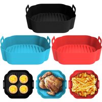 5 pz Cestino in silicone misura MAXI XXL Quadrati per friggitrici ad aria riutilizzabile e antiaderente adatto per forno forno a microonde cottura a vapore
