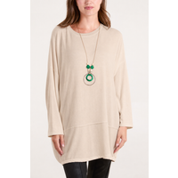 Cut And Sew Knit Tunic Top - ONE / BEIGE MELANGE