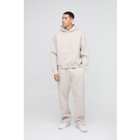 Chándal Oversize Recto De Scuba Con Capucha, Beige