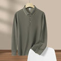 Men's Clothing Long sleeved polo shirt for men in summer with loose lapel t shirt tops, fashionable and casual, contrasting gold edged polo shirt