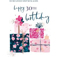 Moonpig Hotchpotch Illustrated Patterned Gift Boxes Step Mum Birthday Card