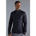 Camisa De Manga Larga Ajustada Al Músculo, Negro