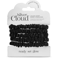 Silver Cloud Skinny Hair Scrunchie Black 5 Pack