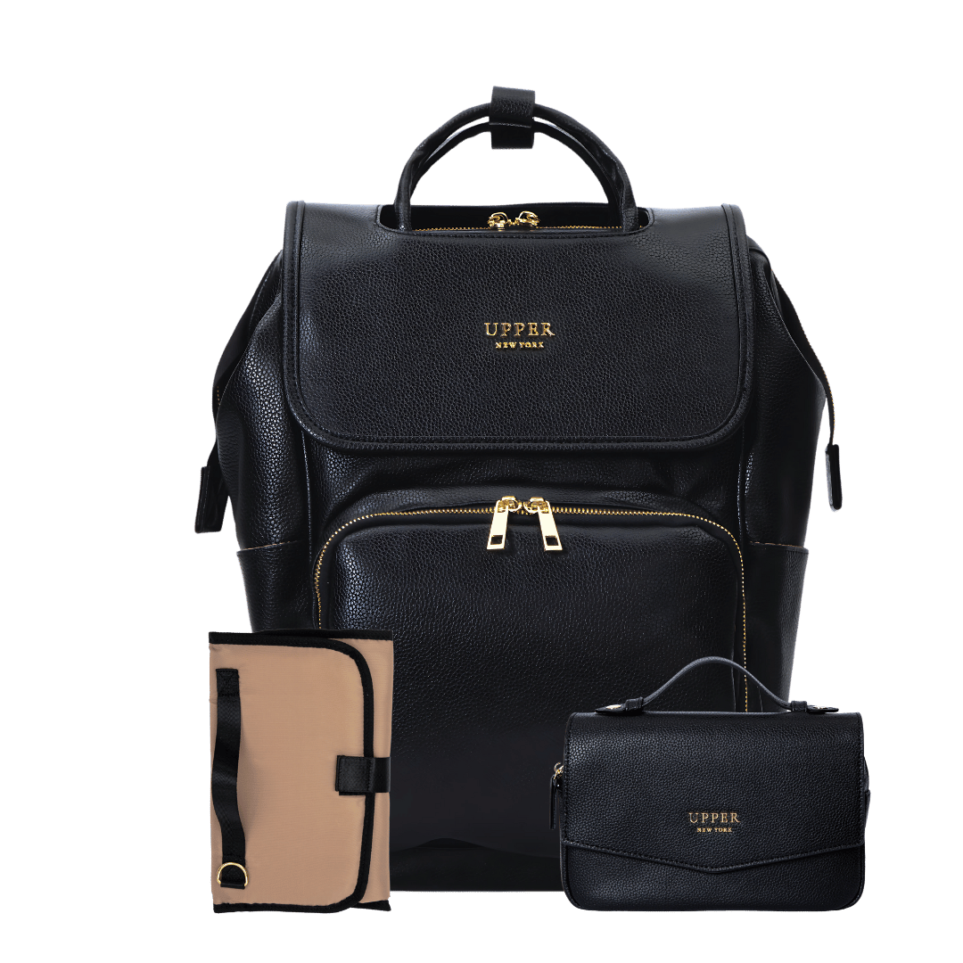 Leather Diaper Bag Backpack - La Madison™ II - Work & Play Commuter Backpack Gift Set (Limited Edition) - Gallery Black- artistic urban gallery